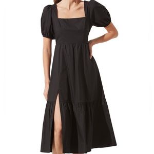 ASTR the Label Poplin Puff Sleeve Tiered Midi Dress